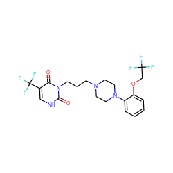 O=c1[nH]cc(C(F)(F)F)c(=O)n1CCCN1CCN(c2ccccc2OCC(F)(F)F)CC1 ZINC000013490005