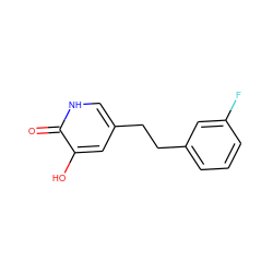 O=c1[nH]cc(CCc2cccc(F)c2)cc1O ZINC000206320904