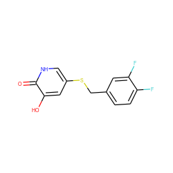 O=c1[nH]cc(SCc2ccc(F)c(F)c2)cc1O ZINC000206400652