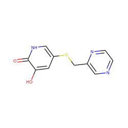 O=c1[nH]cc(SCc2cnccn2)cc1O ZINC000206401883