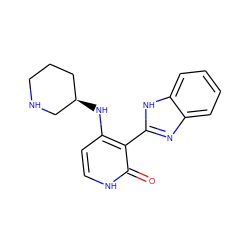 O=c1[nH]ccc(N[C@@H]2CCCNC2)c1-c1nc2ccccc2[nH]1 ZINC000653738221