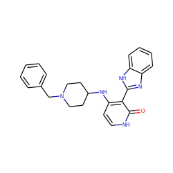 O=c1[nH]ccc(NC2CCN(Cc3ccccc3)CC2)c1-c1nc2ccccc2[nH]1 ZINC000653720573