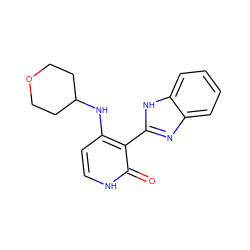 O=c1[nH]ccc(NC2CCOCC2)c1-c1nc2ccccc2[nH]1 ZINC000653718793