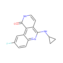 O=c1[nH]ccc2c(NC3CC3)nc3ccc(F)cc3c12 ZINC000059047095