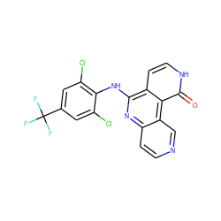 O=c1[nH]ccc2c(Nc3c(Cl)cc(C(F)(F)F)cc3Cl)nc3ccncc3c12 ZINC000103239755