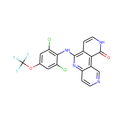 O=c1[nH]ccc2c(Nc3c(Cl)cc(OC(F)(F)F)cc3Cl)nc3ccncc3c12 ZINC000103239753