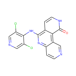 O=c1[nH]ccc2c(Nc3c(Cl)cncc3Cl)nc3ccncc3c12 ZINC000103239749