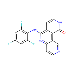 O=c1[nH]ccc2c(Nc3c(F)cc(F)cc3F)nc3ccncc3c12 ZINC000103239743