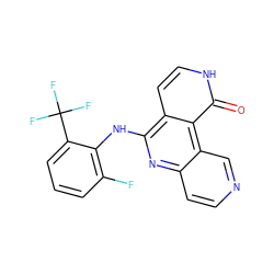 O=c1[nH]ccc2c(Nc3c(F)cccc3C(F)(F)F)nc3ccncc3c12 ZINC000103239759