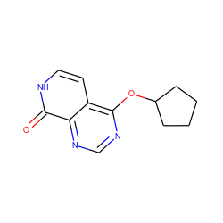 O=c1[nH]ccc2c(OC3CCCC3)ncnc12 ZINC000096285206