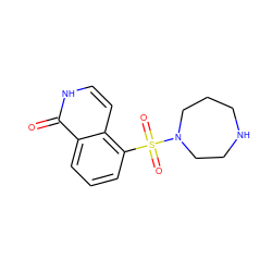 O=c1[nH]ccc2c(S(=O)(=O)N3CCCNCC3)cccc12 ZINC000013815406