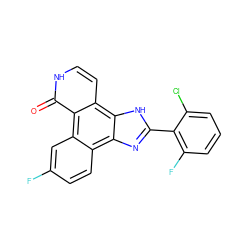 O=c1[nH]ccc2c3[nH]c(-c4c(F)cccc4Cl)nc3c3ccc(F)cc3c12 ZINC000029136029