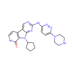 O=c1[nH]ccc2c3cnc(Nc4ccc(N5CCNCC5)nn4)nc3n(C3CCCC3)c12 ZINC000117683119