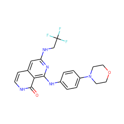 O=c1[nH]ccc2cc(NCC(F)(F)F)nc(Nc3ccc(N4CCOCC4)cc3)c12 ZINC000096174449