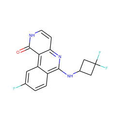 O=c1[nH]ccc2nc(NC3CC(F)(F)C3)c3ccc(F)cc3c12 ZINC000064549714