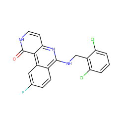 O=c1[nH]ccc2nc(NCc3c(Cl)cccc3Cl)c3ccc(F)cc3c12 ZINC000064549440