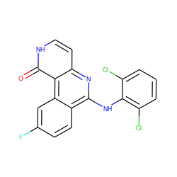 O=c1[nH]ccc2nc(Nc3c(Cl)cccc3Cl)c3ccc(F)cc3c12 ZINC000064548711