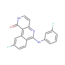 O=c1[nH]ccc2nc(Nc3cccc(F)c3)c3ccc(F)cc3c12 ZINC000064560252