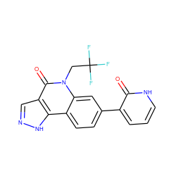 O=c1[nH]cccc1-c1ccc2c3[nH]ncc3c(=O)n(CC(F)(F)F)c2c1 ZINC000205478437