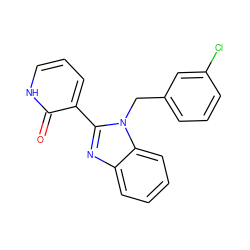 O=c1[nH]cccc1-c1nc2ccccc2n1Cc1cccc(Cl)c1 ZINC000012475031