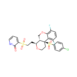 O=c1[nH]cccc1S(=O)(=O)CC[C@@H]1OCC[C@@]2(S(=O)(=O)c3ccc(Cl)cc3)c3c(F)ccc(F)c3OC[C@@H]12 ZINC000206603908