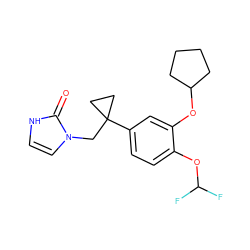 O=c1[nH]ccn1CC1(c2ccc(OC(F)F)c(OC3CCCC3)c2)CC1 ZINC000013438907