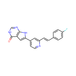 O=c1[nH]cnc2[nH]c(-c3ccnc(/C=C/c4ccc(F)cc4)c3)cc12 ZINC000035286124