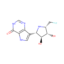 O=c1[nH]cnc2c([C@@H]3N[C@H](CF)[C@H](O)[C@H]3O)c[nH]c12 ZINC000027090844