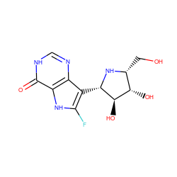 O=c1[nH]cnc2c([C@@H]3N[C@H](CO)[C@H](O)[C@H]3O)c(F)[nH]c12 ZINC000096901228