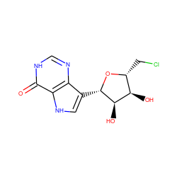 O=c1[nH]cnc2c([C@@H]3O[C@H](CCl)[C@@H](O)[C@H]3O)c[nH]c12 ZINC000029348046