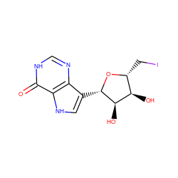 O=c1[nH]cnc2c([C@@H]3O[C@H](CI)[C@@H](O)[C@H]3O)c[nH]c12 ZINC000005116956