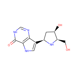 O=c1[nH]cnc2c([C@H]3C[C@@H](O)[C@@H](CO)N3)c[nH]c12 ZINC000027076376