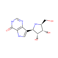 O=c1[nH]cnc2c([C@H]3N[C@@H](CO)[C@H](O)[C@@H]3O)c[nH]c12 ZINC000001494796