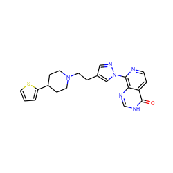 O=c1[nH]cnc2c(-n3cc(CCN4CCC(c5cccs5)CC4)cn3)nccc12 ZINC000653737538