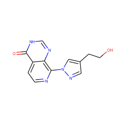 O=c1[nH]cnc2c(-n3cc(CCO)cn3)nccc12 ZINC000653726434