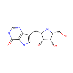 O=c1[nH]cnc2c(C[C@@H]3N[C@H](CO)[C@H](O)[C@@H]3O)c[nH]c12 ZINC000027086743