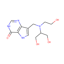 O=c1[nH]cnc2c(CN(CCO)C(CO)CO)c[nH]c12 ZINC000040835029