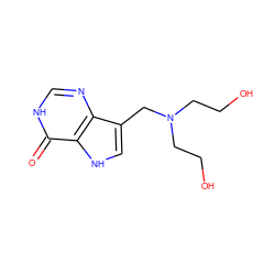 O=c1[nH]cnc2c(CN(CCO)CCO)c[nH]c12 ZINC000042891118