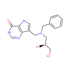 O=c1[nH]cnc2c(CN(Cc3ccccc3)C[C@H](O)CO)c[nH]c12 ZINC000040379835