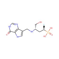 O=c1[nH]cnc2c(CN[C@H](CO)C[C@@H](F)P(=O)(O)O)c[nH]c12 ZINC000096282356