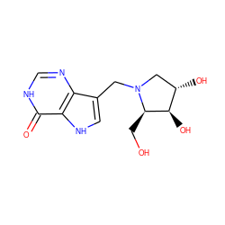 O=c1[nH]cnc2c(CN3C[C@H](O)[C@@H](O)[C@H]3CO)c[nH]c12 ZINC000027076191