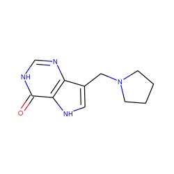 O=c1[nH]cnc2c(CN3CCCC3)c[nH]c12 ZINC000064437069