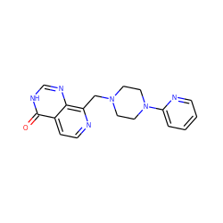 O=c1[nH]cnc2c(CN3CCN(c4ccccn4)CC3)nccc12 ZINC000653726486