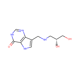 O=c1[nH]cnc2c(CNC[C@@H](O)CO)c[nH]c12 ZINC000040425050