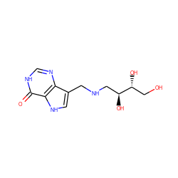 O=c1[nH]cnc2c(CNC[C@H](O)[C@H](O)CO)c[nH]c12 ZINC000040951025