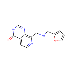 O=c1[nH]cnc2c(CNCc3ccco3)nccc12 ZINC000653726445