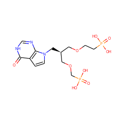 O=c1[nH]cnc2c1ccn2C[C@@H](COCCP(=O)(O)O)COCP(=O)(O)O ZINC001772602779