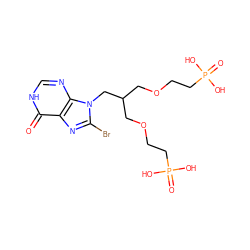 O=c1[nH]cnc2c1nc(Br)n2CC(COCCP(=O)(O)O)COCCP(=O)(O)O ZINC001772640855