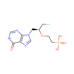 O=c1[nH]cnc2c1ncn2C[C@@H](CF)OCCP(=O)(O)O ZINC000096283602