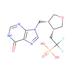 O=c1[nH]cnc2c1ncn2C[C@@H]1COC[C@@H]1CC(F)(F)P(=O)(O)O ZINC000026673137